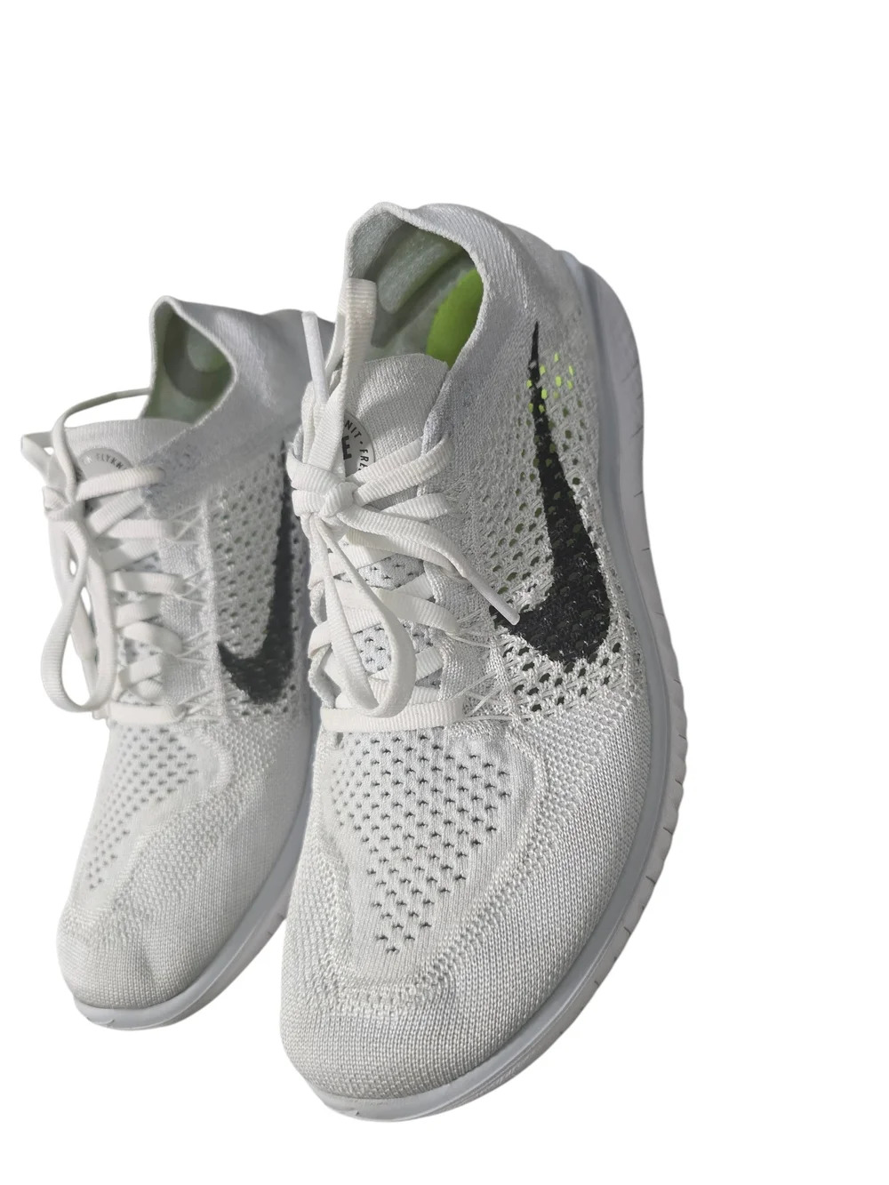 Nike Free RN Flyknit 2022 Women's White Platinum Running Shoes Size 8.5
